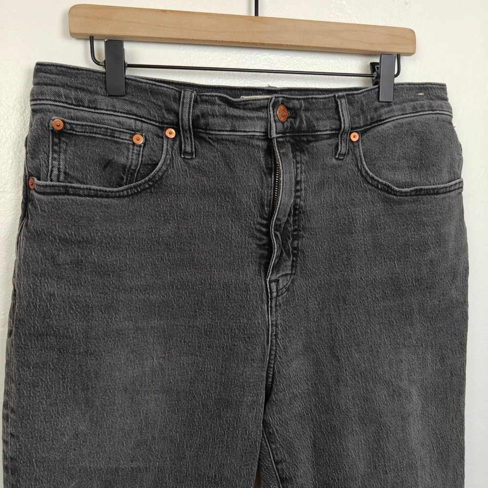 Madewell Womens 90s Straight Crop Jeans 31 Black Raw Hem High Rise DM6799 Grunge - Picture 3 of 9